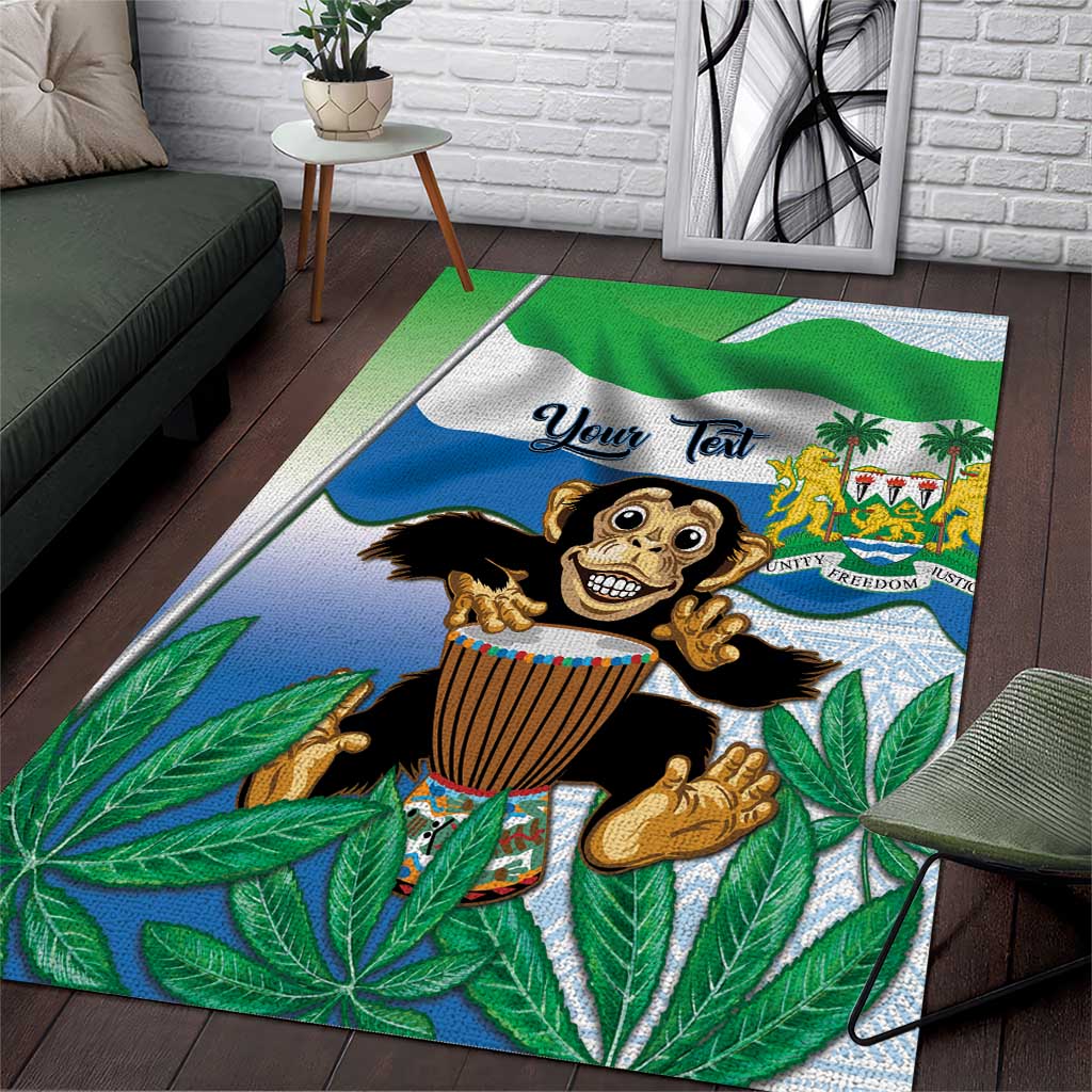 Personalised Afro Sierra Leone Area Rug Chimp With Drum - Happy Independence Day
