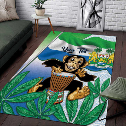 Personalised Afro Sierra Leone Area Rug Chimp With Drum - Happy Independence Day