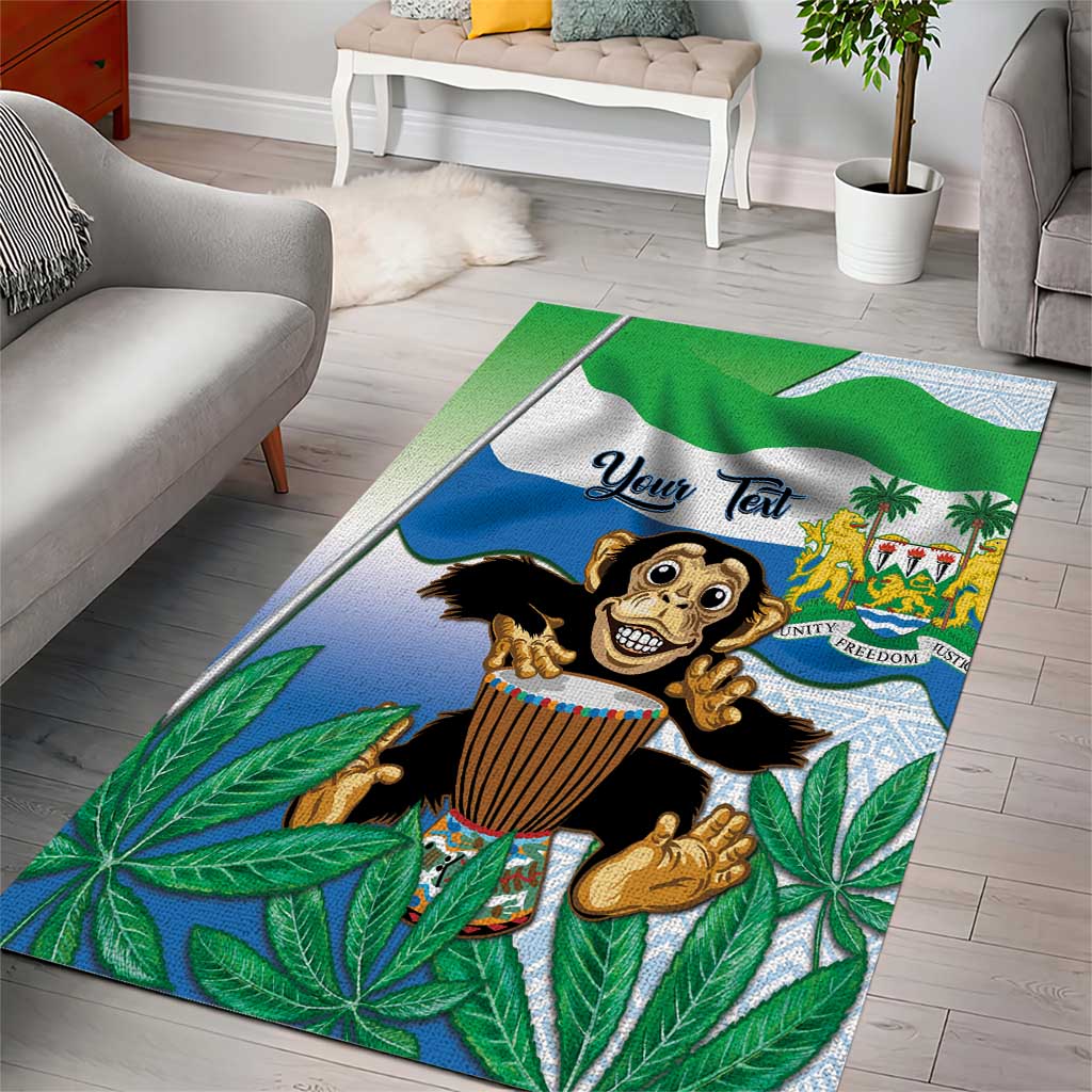 Personalised Afro Sierra Leone Area Rug Chimp With Drum - Happy Independence Day
