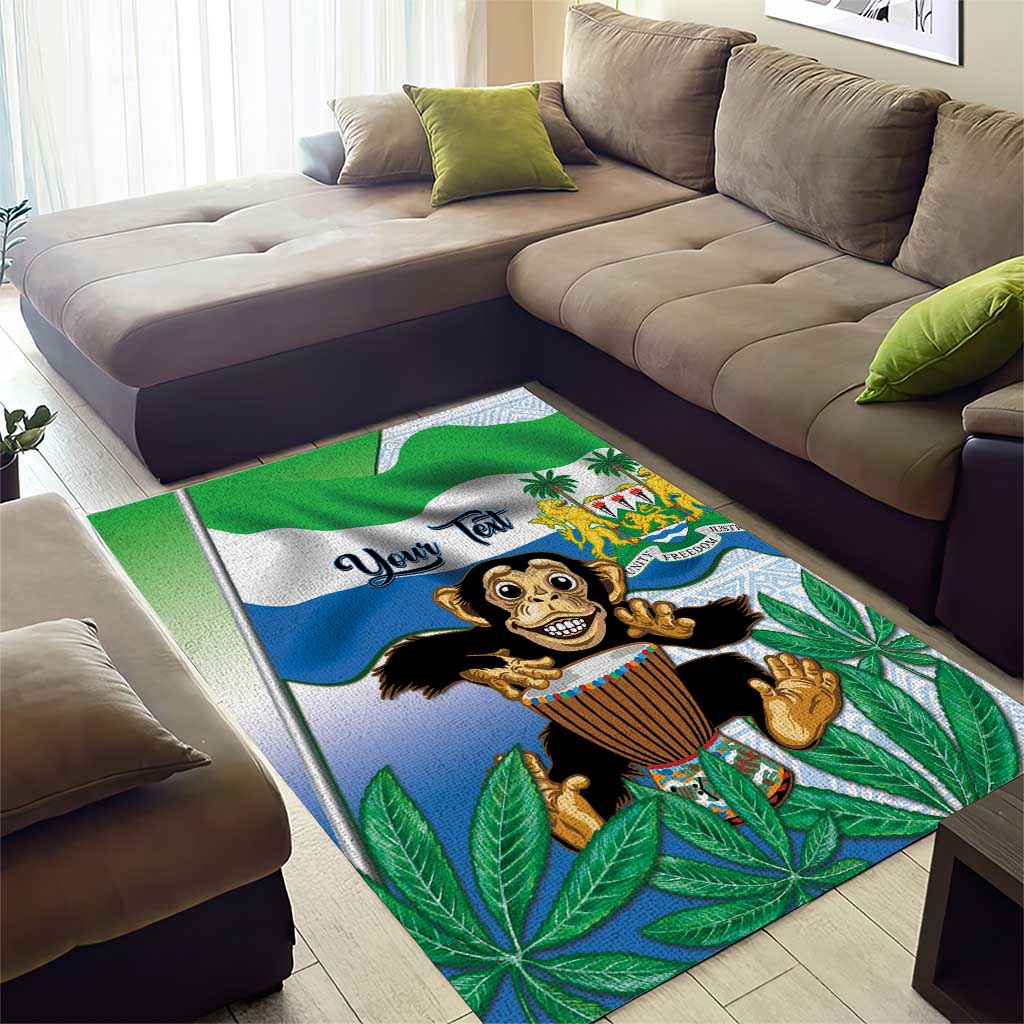 Personalised Afro Sierra Leone Area Rug Chimp With Drum - Happy Independence Day
