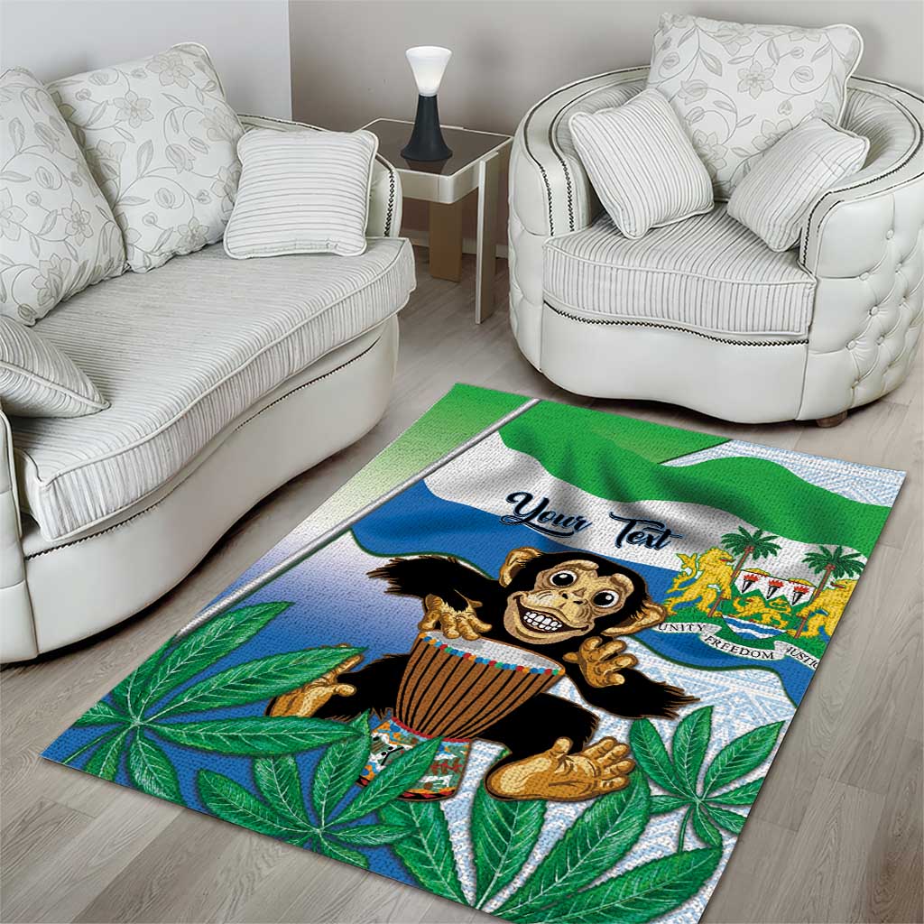 Personalised Afro Sierra Leone Area Rug Chimp With Drum - Happy Independence Day