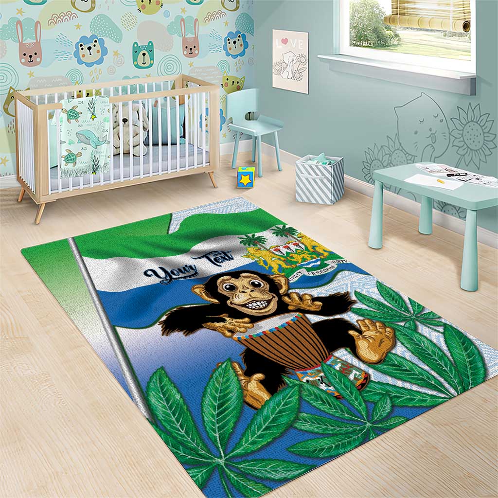 Personalised Afro Sierra Leone Area Rug Chimp With Drum - Happy Independence Day