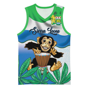 Personalised Afro Sierra Leone Basketball Jersey Chimp With Drum - Happy Independence Day - African Pride