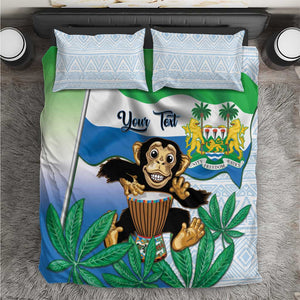 Personalised Afro Sierra Leone Bedding Set Chimp With Drum - Happy Independence Day