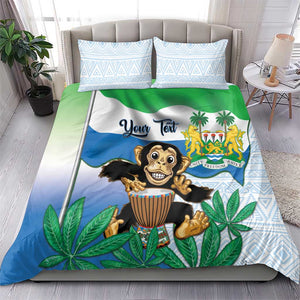 Personalised Afro Sierra Leone Bedding Set Chimp With Drum - Happy Independence Day
