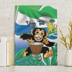 Personalised Afro Sierra Leone Canvas Wall Art Chimp With Drum - Happy Independence Day