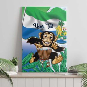Personalised Afro Sierra Leone Canvas Wall Art Chimp With Drum - Happy Independence Day