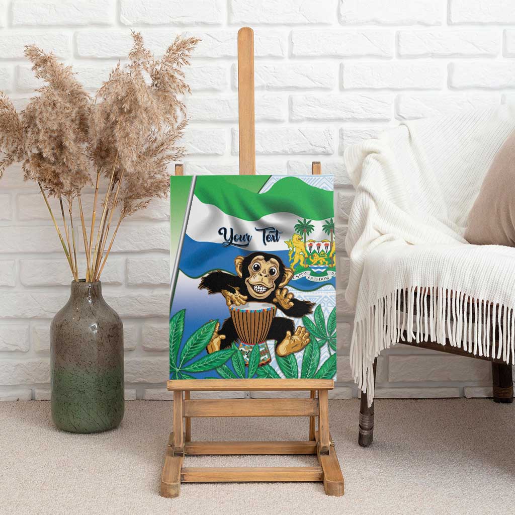 Personalised Afro Sierra Leone Canvas Wall Art Chimp With Drum - Happy Independence Day
