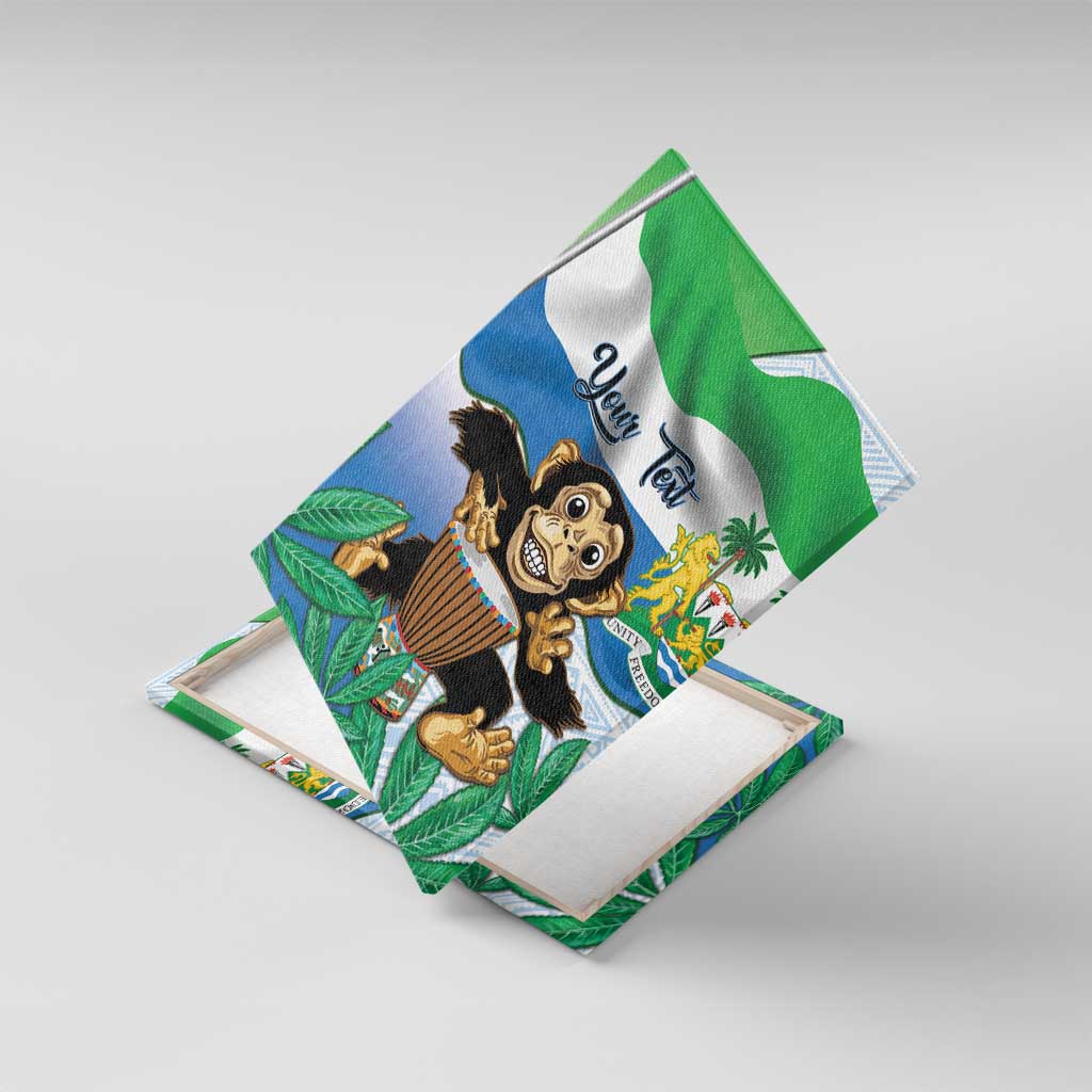 Personalised Afro Sierra Leone Canvas Wall Art Chimp With Drum - Happy Independence Day