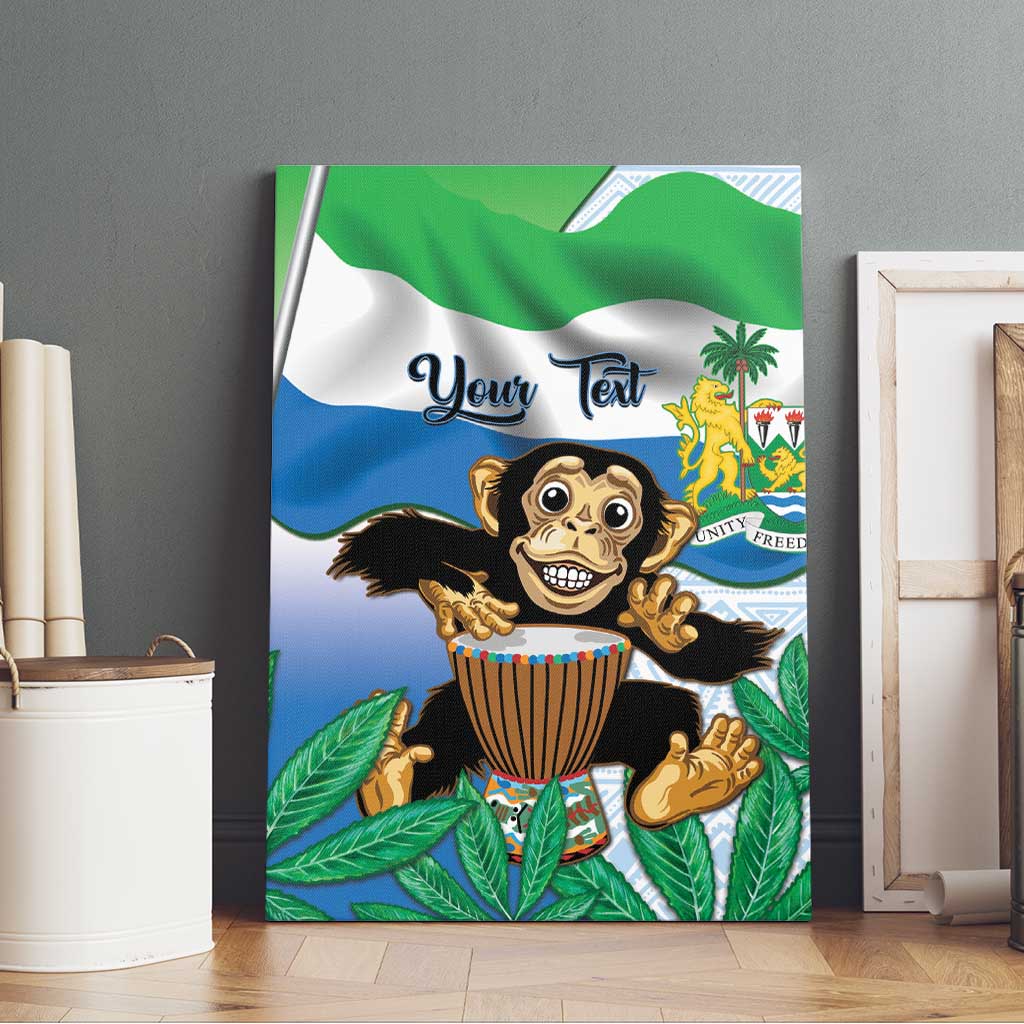 Personalised Afro Sierra Leone Canvas Wall Art Chimp With Drum - Happy Independence Day