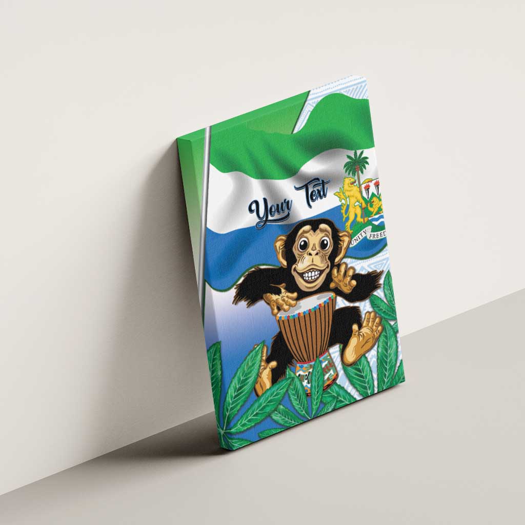 Personalised Afro Sierra Leone Canvas Wall Art Chimp With Drum - Happy Independence Day