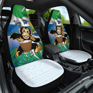 Personalised Afro Sierra Leone Car Seat Cover Chimp With Drum - Happy Independence Day