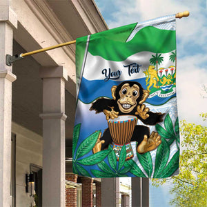 Personalised Afro Sierra Leone Garden Flag Chimp With Drum - Happy Independence Day