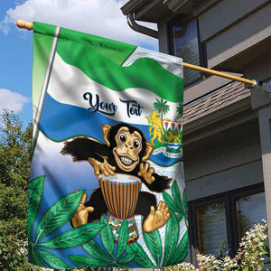 Personalised Afro Sierra Leone Garden Flag Chimp With Drum - Happy Independence Day