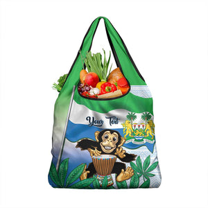 Personalised Afro Sierra Leone Grocery Bag Chimp With Drum - Happy Independence Day