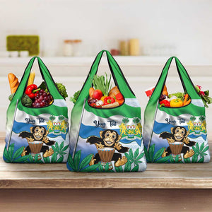 Personalised Afro Sierra Leone Grocery Bag Chimp With Drum - Happy Independence Day