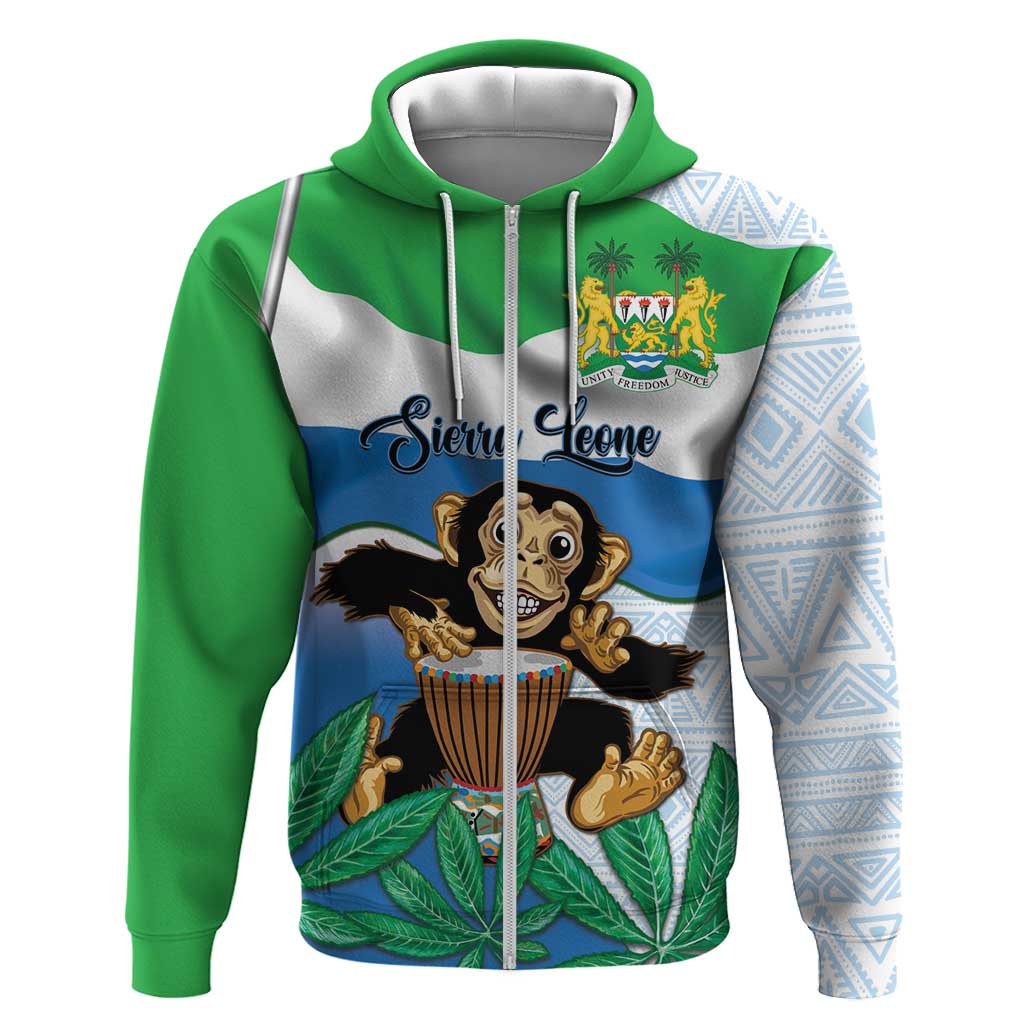 Personalised Afro Sierra Leone Hoodie Chimp With Drum - Happy Independence Day