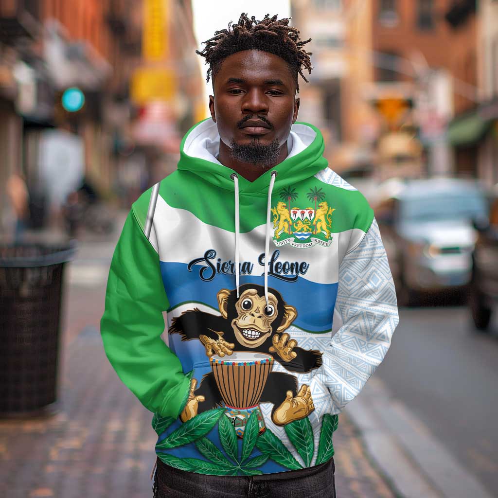 Personalised Afro Sierra Leone Hoodie Chimp With Drum - Happy Independence Day