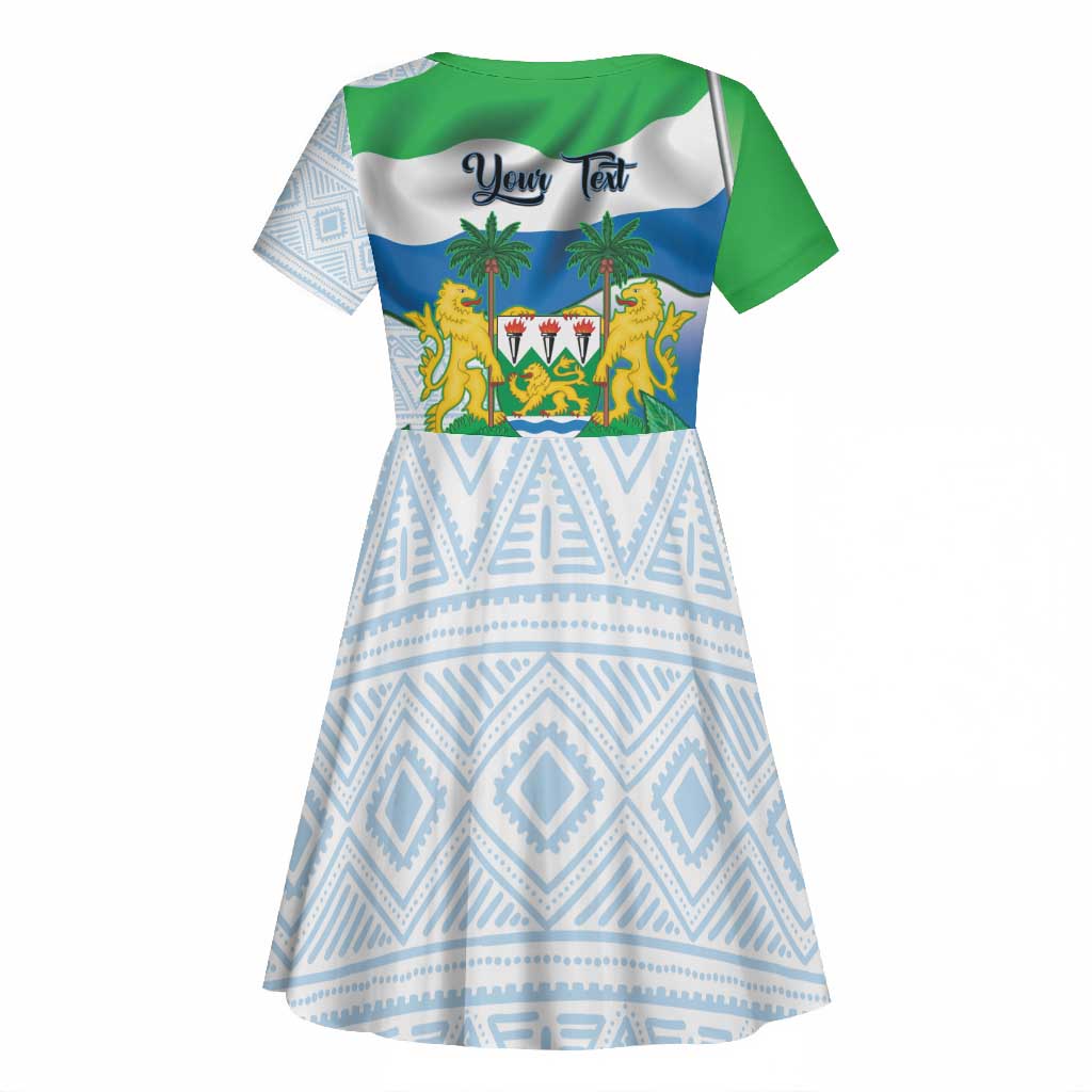 Personalised Afro Sierra Leone Kid Short Sleeve Dress Chimp With Drum - Happy Independence Day