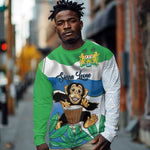 Personalised Afro Sierra Leone Long Sleeve Shirt Chimp With Drum - Happy Independence Day