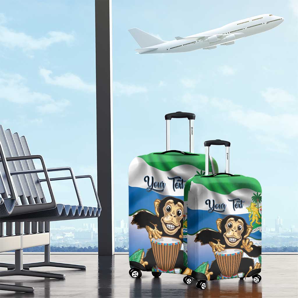 Personalised Afro Sierra Leone Luggage Cover Chimp With Drum - Happy Independence Day