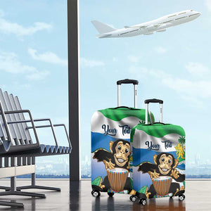 Personalised Afro Sierra Leone Luggage Cover Chimp With Drum - Happy Independence Day