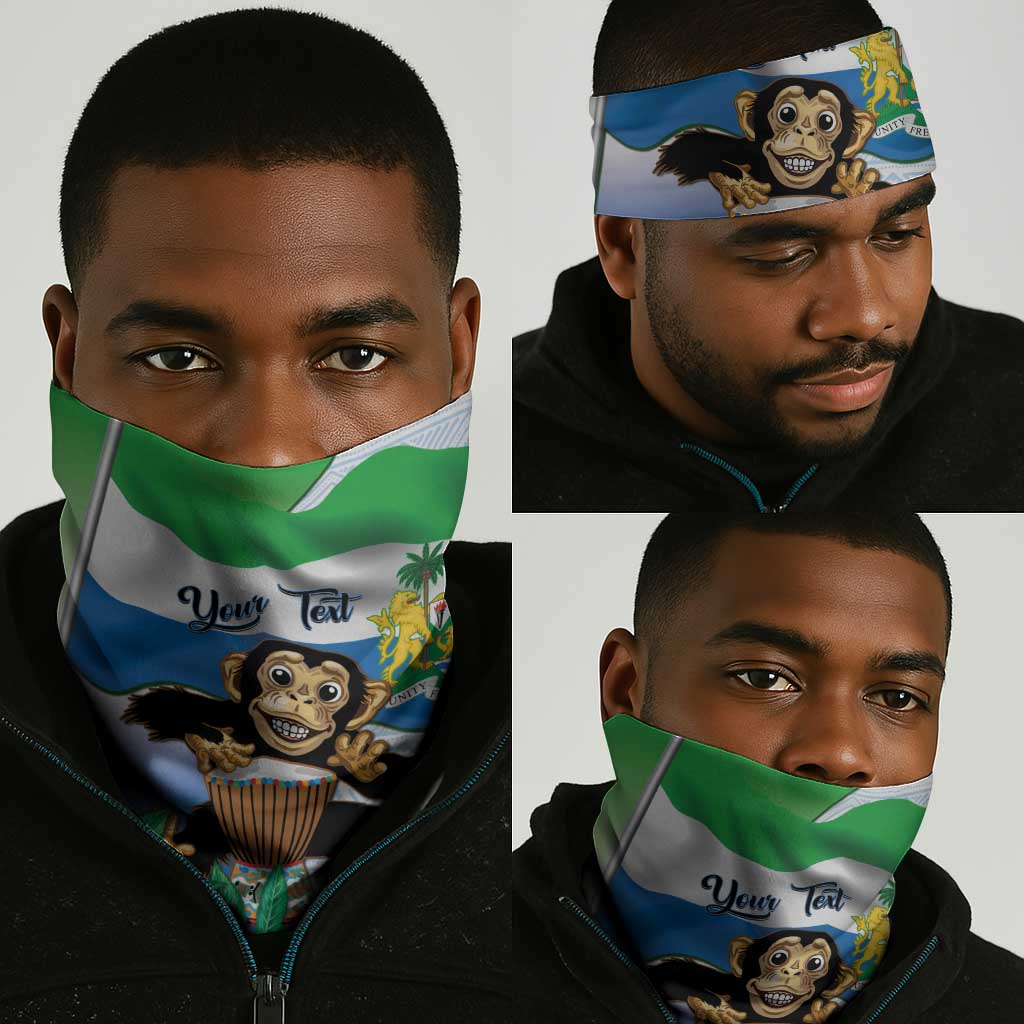 Afro Sierra Leone Neck Gaiter Chimp With Drum - Happy Independence Day - African Pride