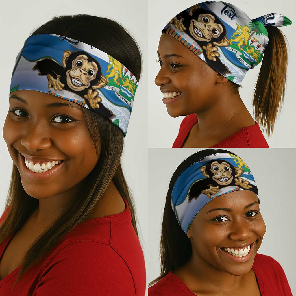 Afro Sierra Leone Neck Gaiter Chimp With Drum - Happy Independence Day - African Pride