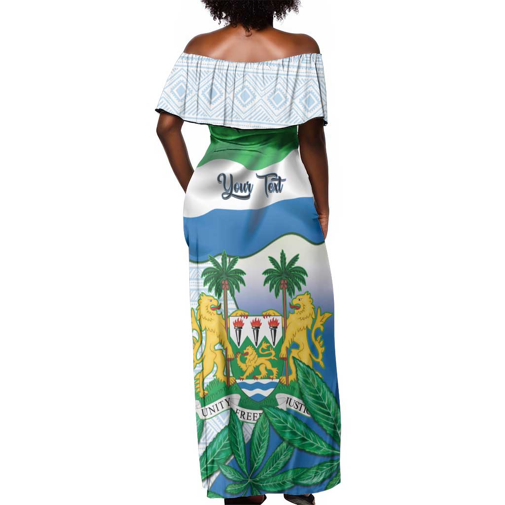 Personalised Afro Sierra Leone Off Shoulder Maxi Dress Chimp With Drum - Happy Independence Day
