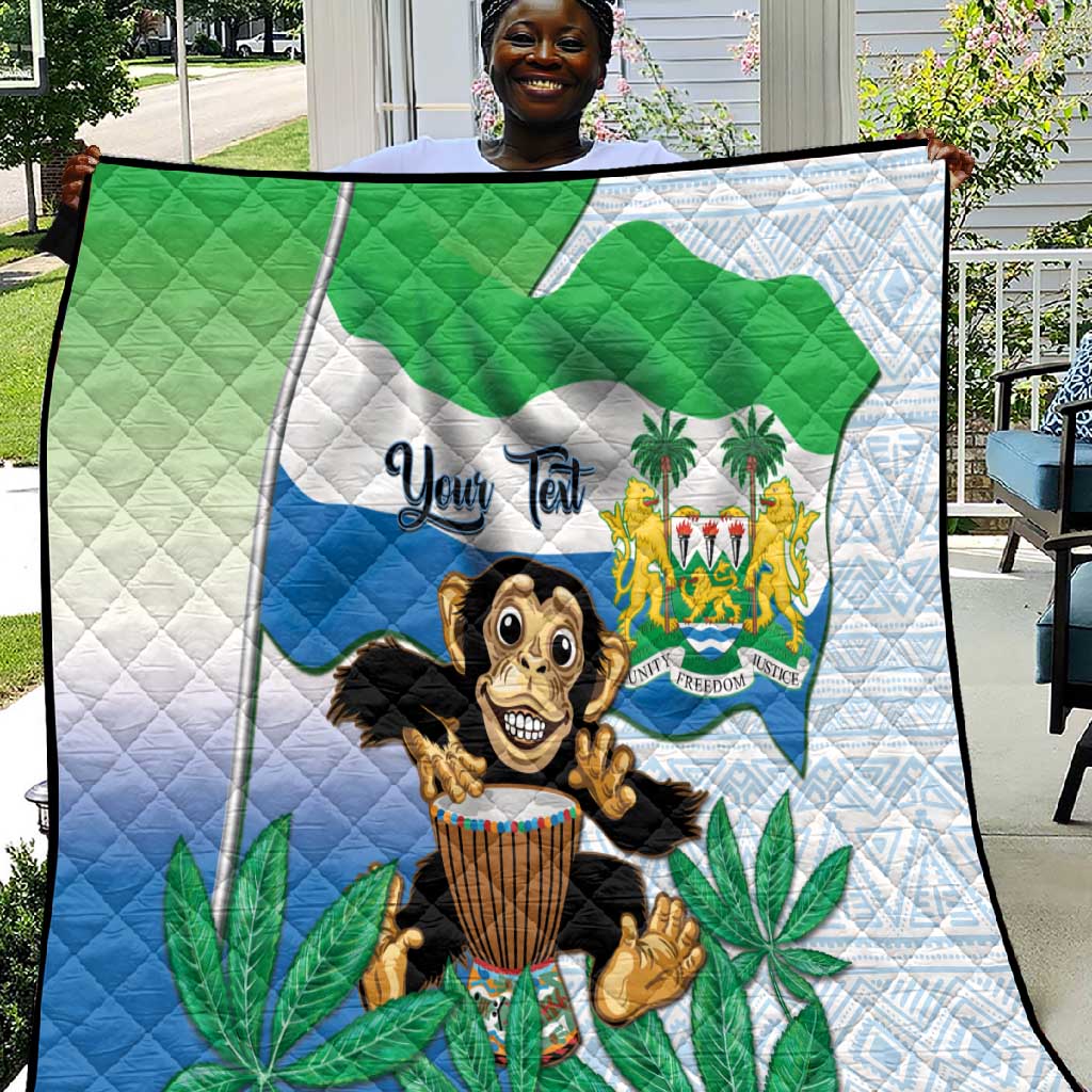 Personalised Afro Sierra Leone Quilt Chimp With Drum - Happy Independence Day