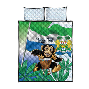Personalised Afro Sierra Leone Quilt Bed Set Chimp With Drum - Happy Independence Day