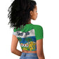 Personalised Afro Sierra Leone Raglan Cropped T shirt Chimp With Drum - Happy Independence Day