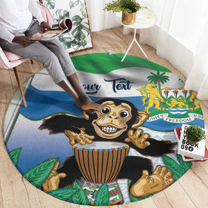 Personalised Afro Sierra Leone Round Carpet Chimp With Drum - Happy Independence Day