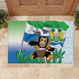 Personalised Afro Sierra Leone Rubber Doormat Chimp With Drum - Happy Independence Day