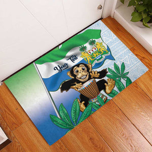 Personalised Afro Sierra Leone Rubber Doormat Chimp With Drum - Happy Independence Day