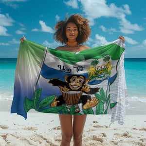 Personalised Afro Sierra Leone Sarong Chimp With Drum - Happy Independence Day