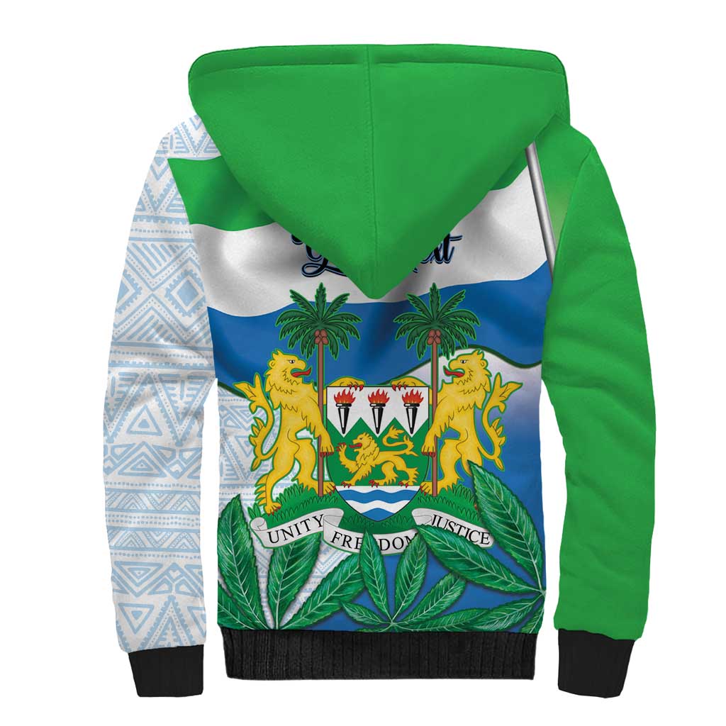 Personalised Afro Sierra Leone Sherpa Hoodie Chimp With Drum - Happy Independence Day