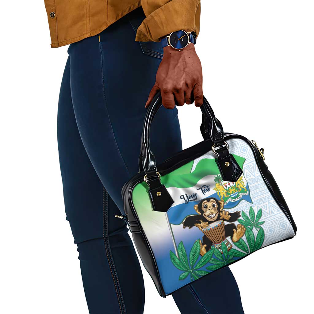 Personalised Afro Sierra Leone Shoulder Handbag Chimp With Drum - Happy Independence Day