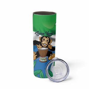 Personalised Afro Sierra Leone Skinny Tumbler Chimp With Drum - Happy Independence Day