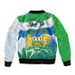 Personalised Afro Sierra Leone Sleeve Zip Bomber Jacket Chimp With Drum - Happy Independence Day