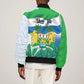 Personalised Afro Sierra Leone Sleeve Zip Bomber Jacket Chimp With Drum - Happy Independence Day