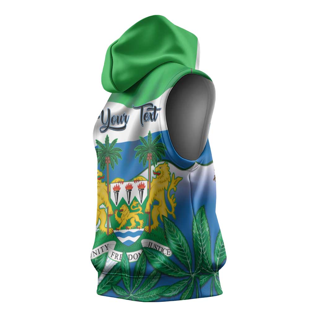 Personalised Afro Sierra Leone Sleeveless Hoodie Chimp With Drum - Happy Independence Day - African Pride