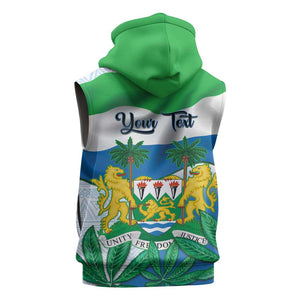 Personalised Afro Sierra Leone Sleeveless Zip Hoodie Chimp With Drum - Happy Independence Day - African Pride