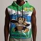 Personalised Afro Sierra Leone Sleeveless Zip Hoodie Chimp With Drum - Happy Independence Day - African Pride