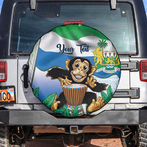 Personalised Afro Sierra Leone Spare Tire Cover Chimp With Drum - Happy Independence Day