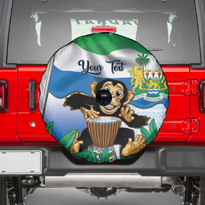 Personalised Afro Sierra Leone Spare Tire Cover Chimp With Drum - Happy Independence Day