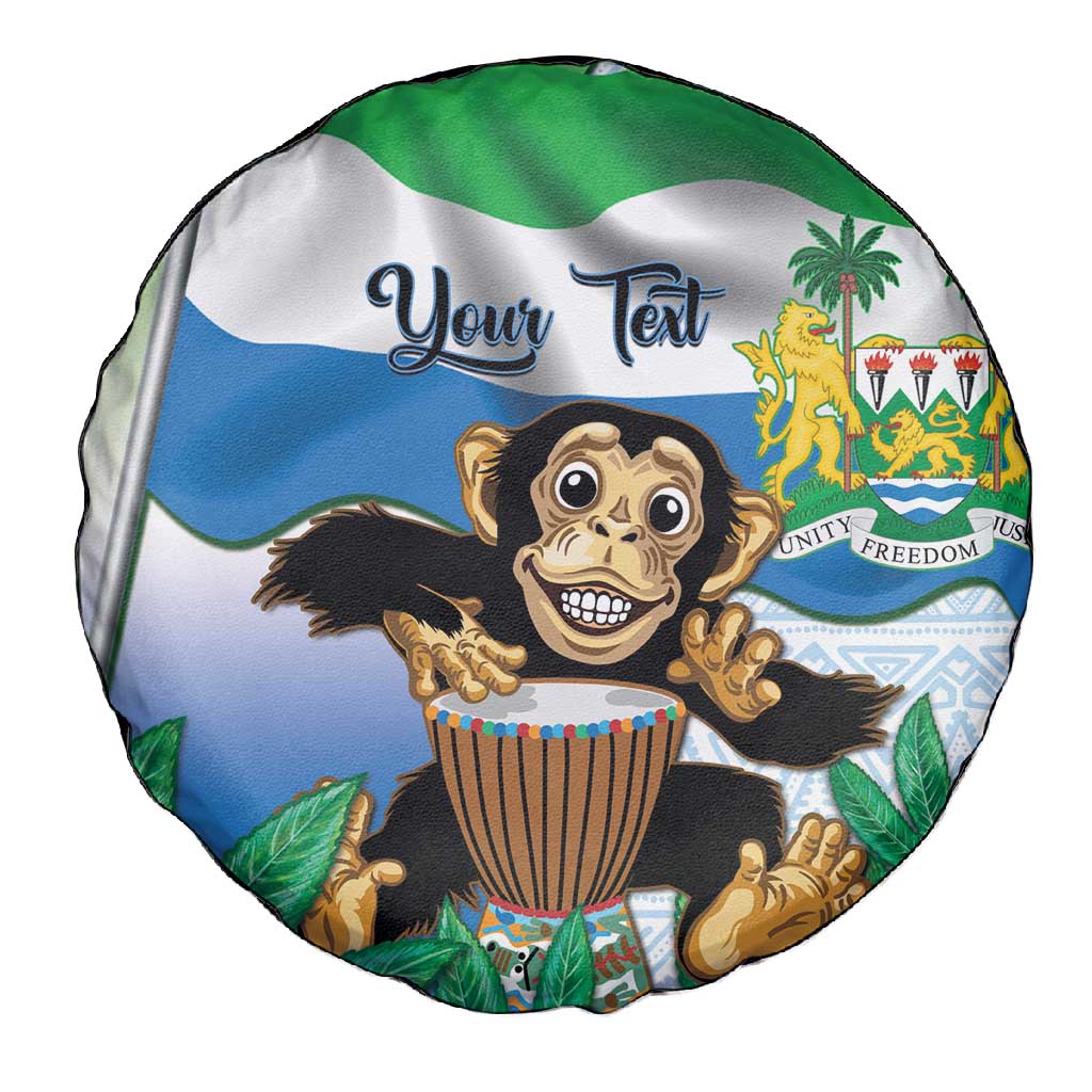 Personalised Afro Sierra Leone Spare Tire Cover Chimp With Drum - Happy Independence Day