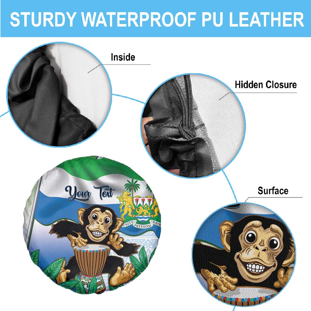 Personalised Afro Sierra Leone Spare Tire Cover Chimp With Drum - Happy Independence Day