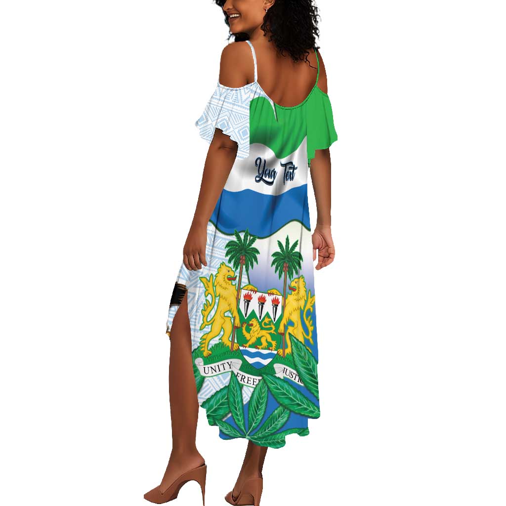 Personalised Afro Sierra Leone Summer Maxi Dress Chimp With Drum - Happy Independence Day