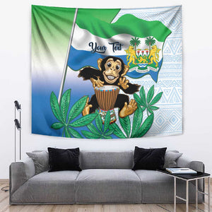 Personalised Afro Sierra Leone Tapestry Chimp With Drum - Happy Independence Day